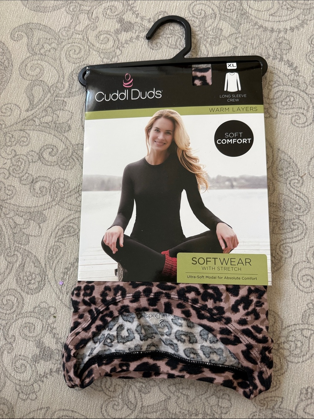 Cuddl Duds Leopard Print long sleeve crew soft comfort